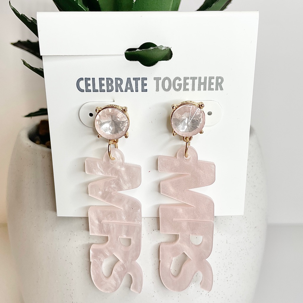 Nwt Celebrate Together Oversized Pink, And Gold Mrs. Earrings